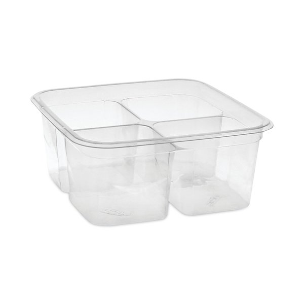 Pactiv Evergreen EarthChoice Square Recycled Bowl, 4-Compartment, 32 oz, 6.13 x 6.13 x 2.61, Clear, PK360, 360PK Y6S324C